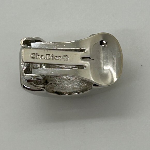 Christian Dior Vintage Clip-On Earrings With Rhinestones & Silver-Tone Metal - Picture 10 of 16